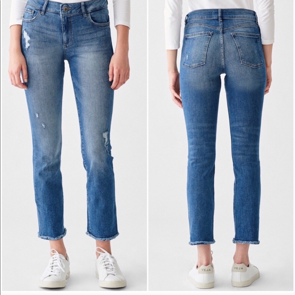 DL1961 midrise Mara Ankle fray hem jeans 26